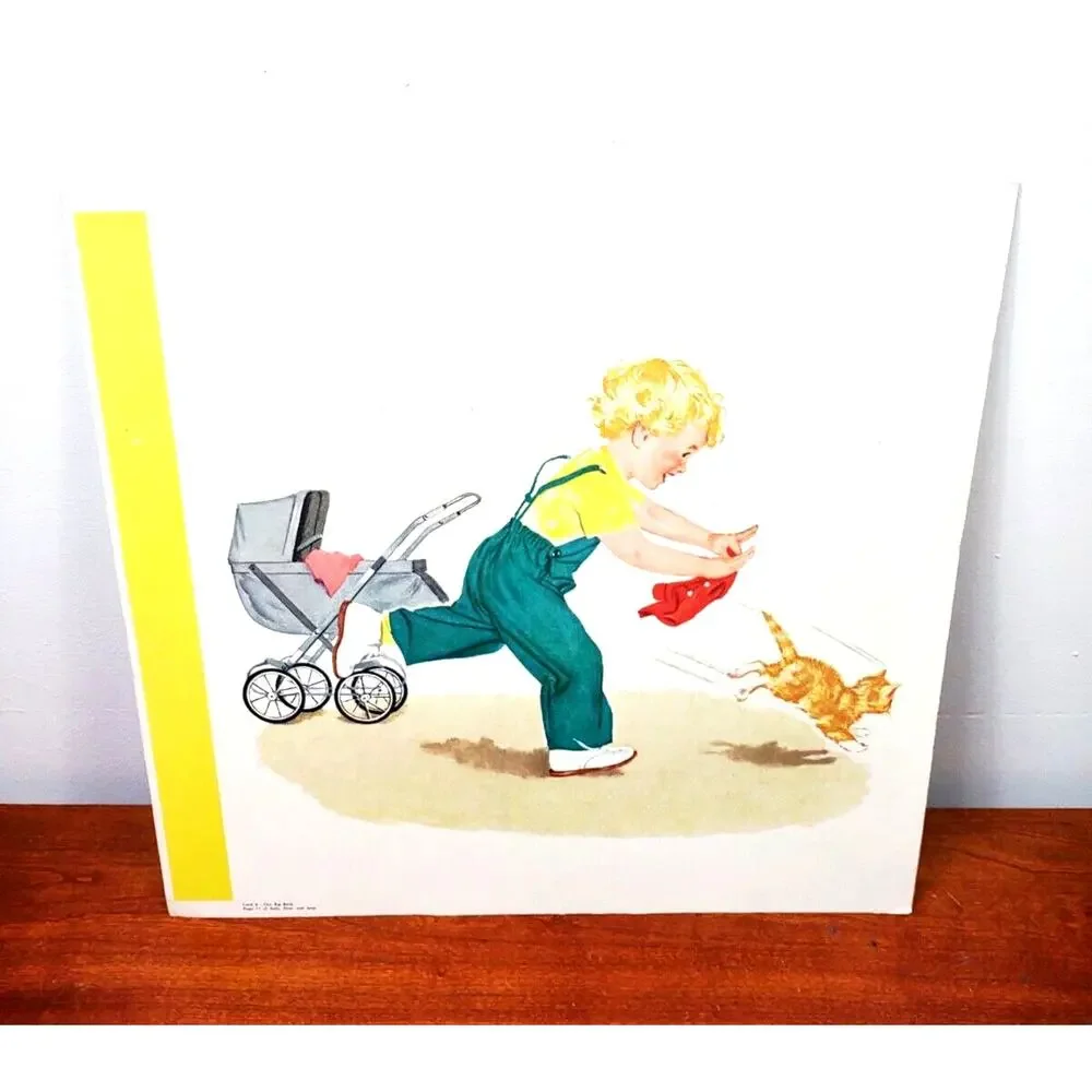 VTG 1960’s Dick Jane and Sally Oversized Teachers Big Book Poster Card 6 11/12